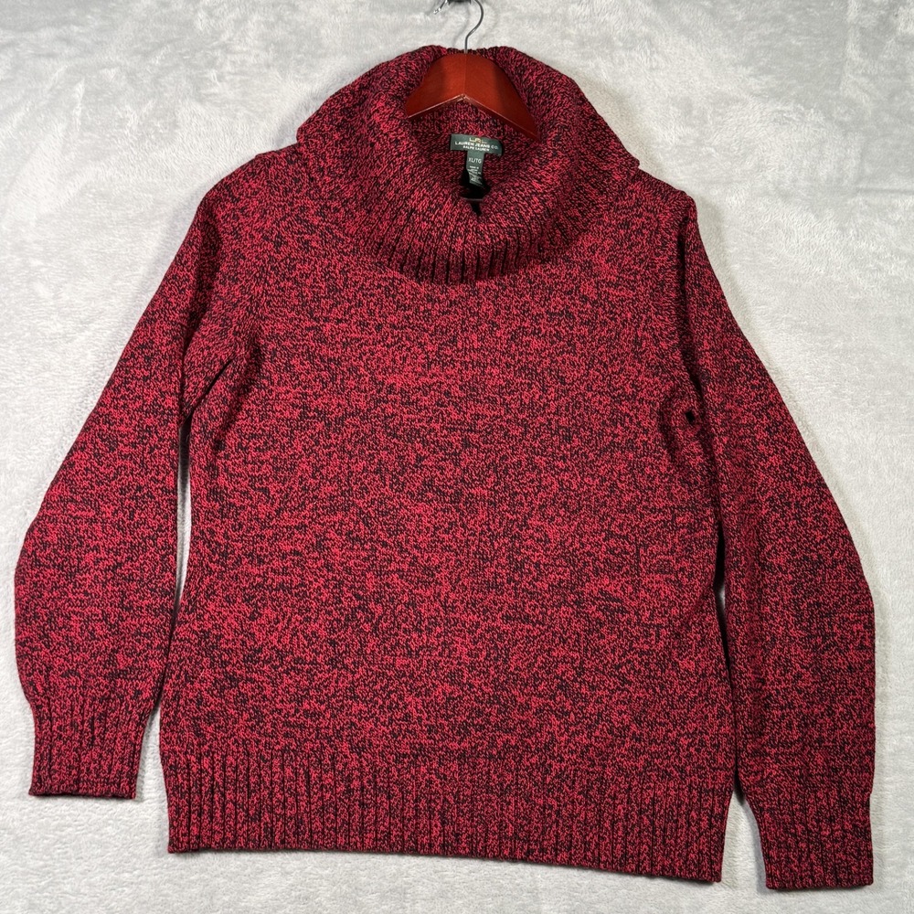 Lauren Ralph Lauren Red and Black Marled Cowl Neck Sweater‎